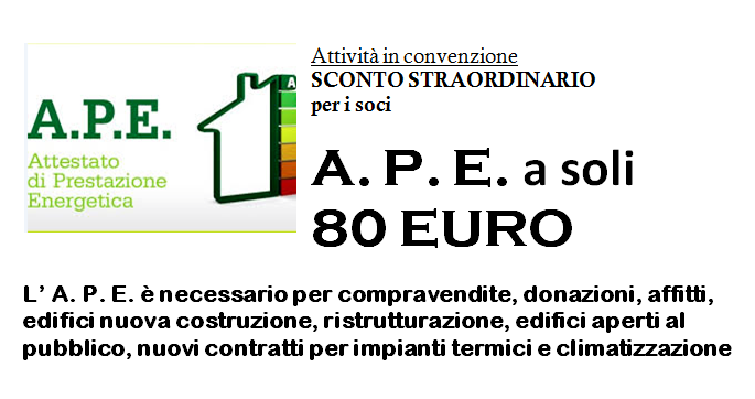 a.p.e. attestato prestazione energetica 80 euro
