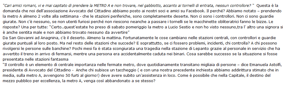 corriere romano metro controlli fantasma