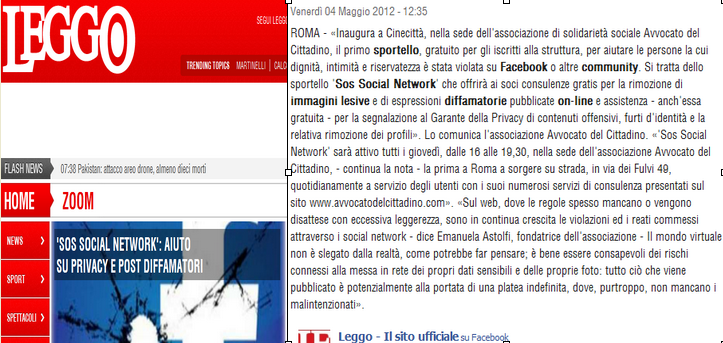 leggo sos social network avvocato del cittadino