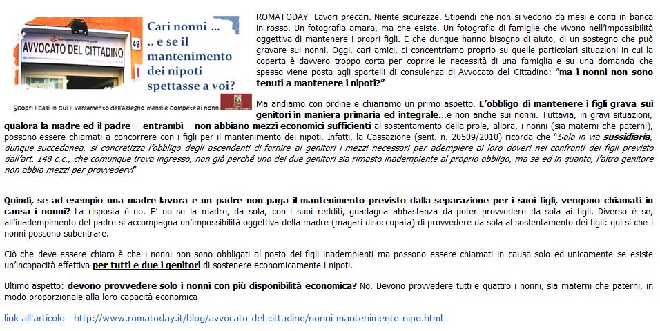 nonni mantenimento nipoti avvocato matrimonialista consulenze roma