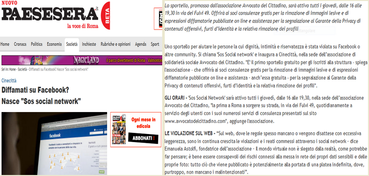 paese sera sportello social network avvocato per il cittadino