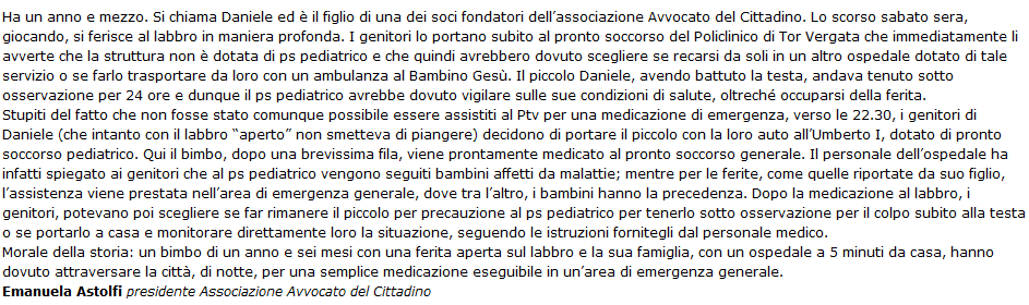 policlinico tor vergata nega medicazione avvocat del cittadino